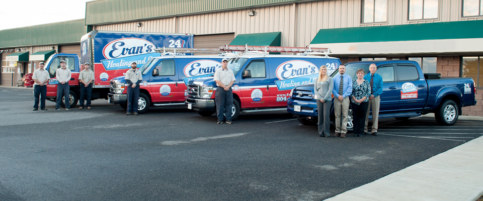Evans Heating And Air Team Members and Vehicles
